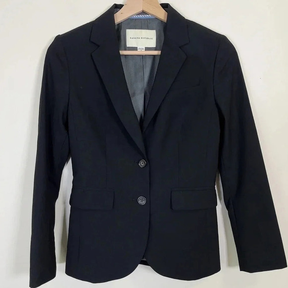 BANANA REPUBLIC | WOOL  BLEND BLACK BLAZER - Picture 2 of 15
